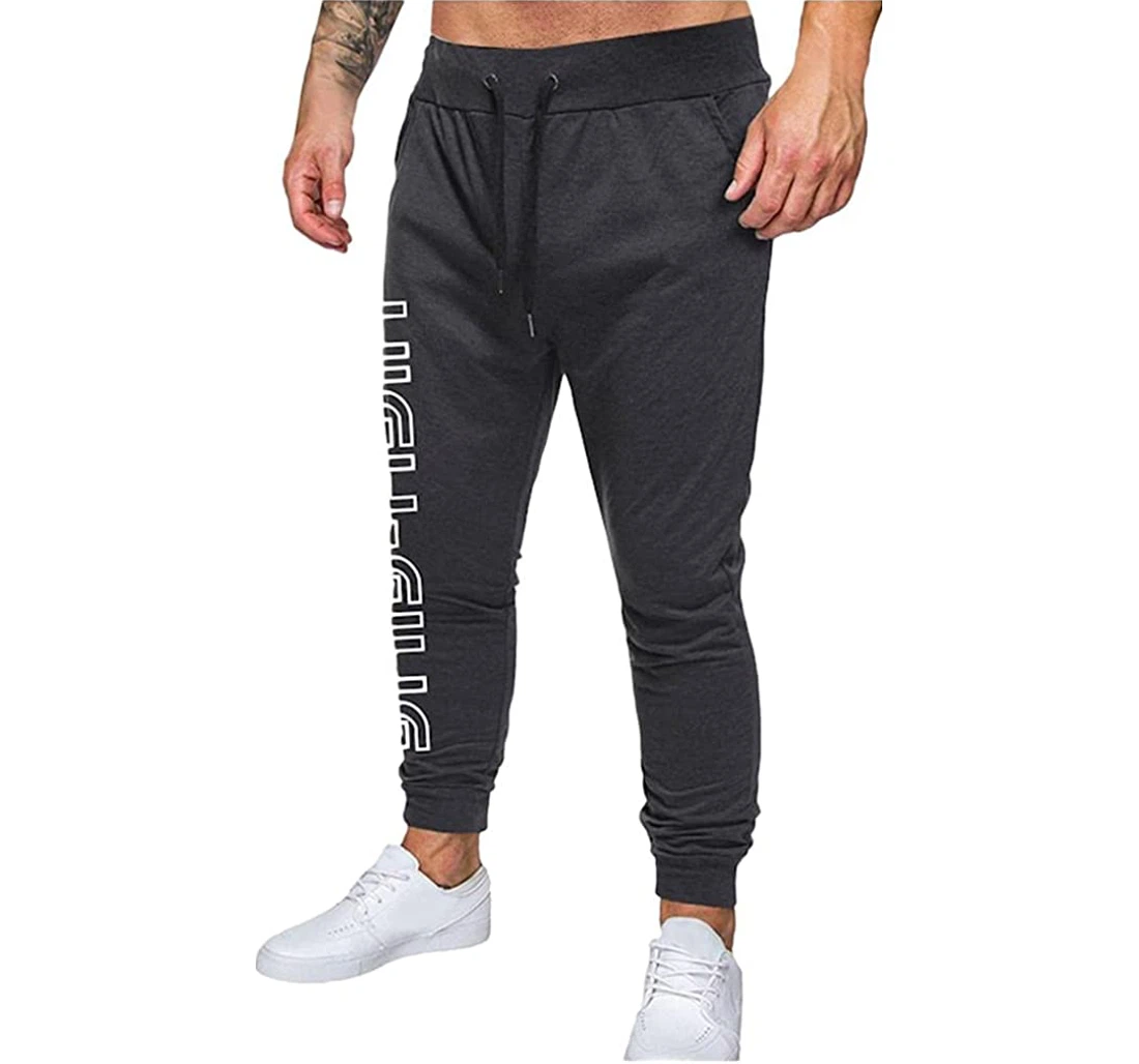 Novelty Letter Tapered Modern Slim Fit Stretch Sweatpants, Joggers Pants With Drawstring For Men, Women