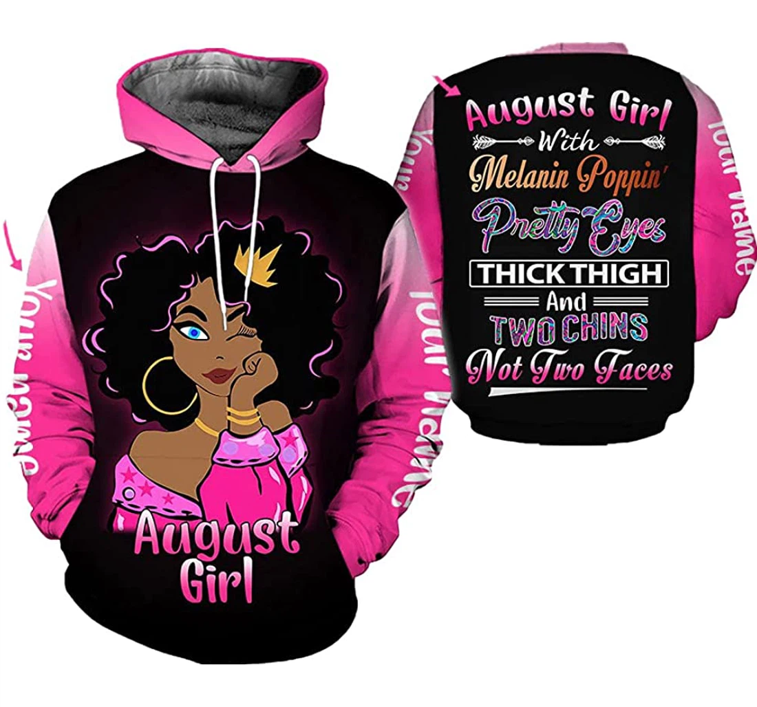 Personalized Melanin Poppin Pretty Eyes Thick Thigh Two Chins Not Two Faces Customized Name Birthday Month Tdp - 3D Printed Pullover Hoodie