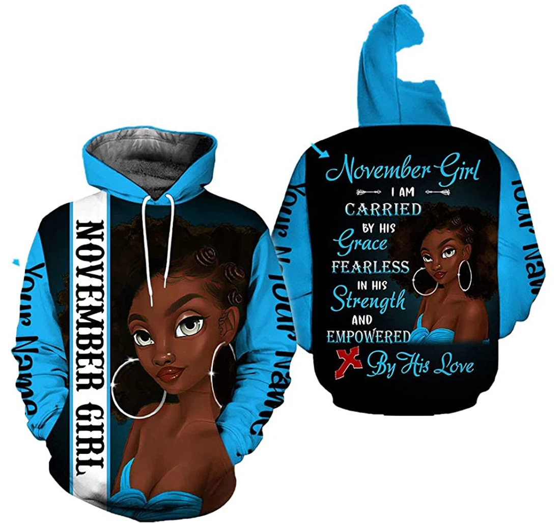 Personalized I Am Carried By His Grace Fearless In His Strength Empowered By His Love Custom Name Birthday Month Tdp - 3D Printed Pullover Hoodie