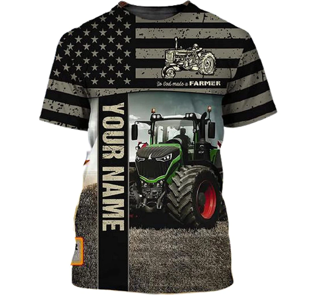 Personalized Name Tractor I Am A Farmer Flag 3d Sportwear Up Hd - 3D Printed T-shirt