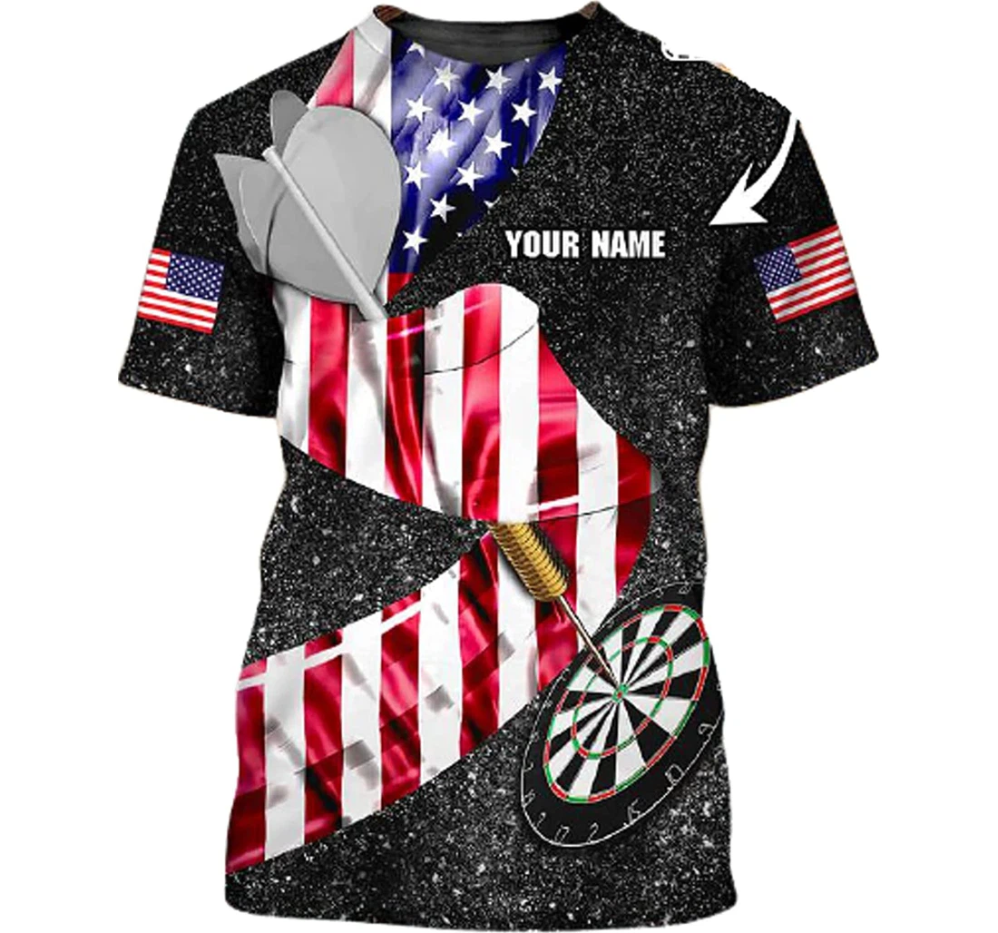 Personalized Name U.s Darts Flag 3d Sportwear Up Hd - 3D Printed T-shirt