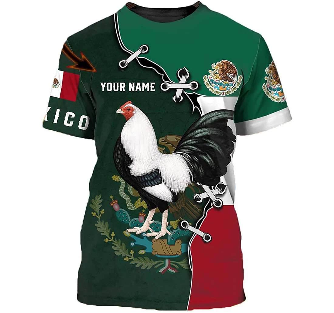 Personalized Rooster Eagle Mexico Rooster Lover Sportwear Up Hd - 3D Printed T-shirt