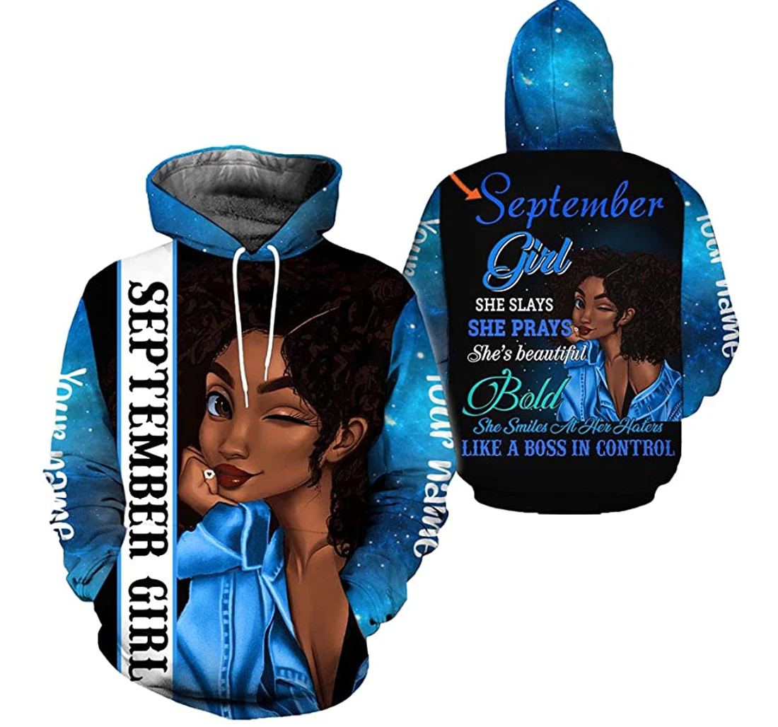 Personalized She Slays She Prays She's Beautiful Bold Customized Name Birthday Month Tdp - 3D Printed Pullover Hoodie