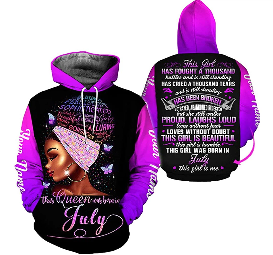 Personalized This Girl Has Fought A Thousand Battles Is Still Standing Personalize Name Birthday Month Tdp - 3D Printed Pullover Hoodie