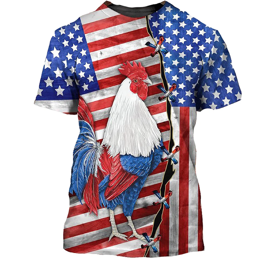 Rooster Flag Sportwear Up Hd - 3D Printed T-shirt