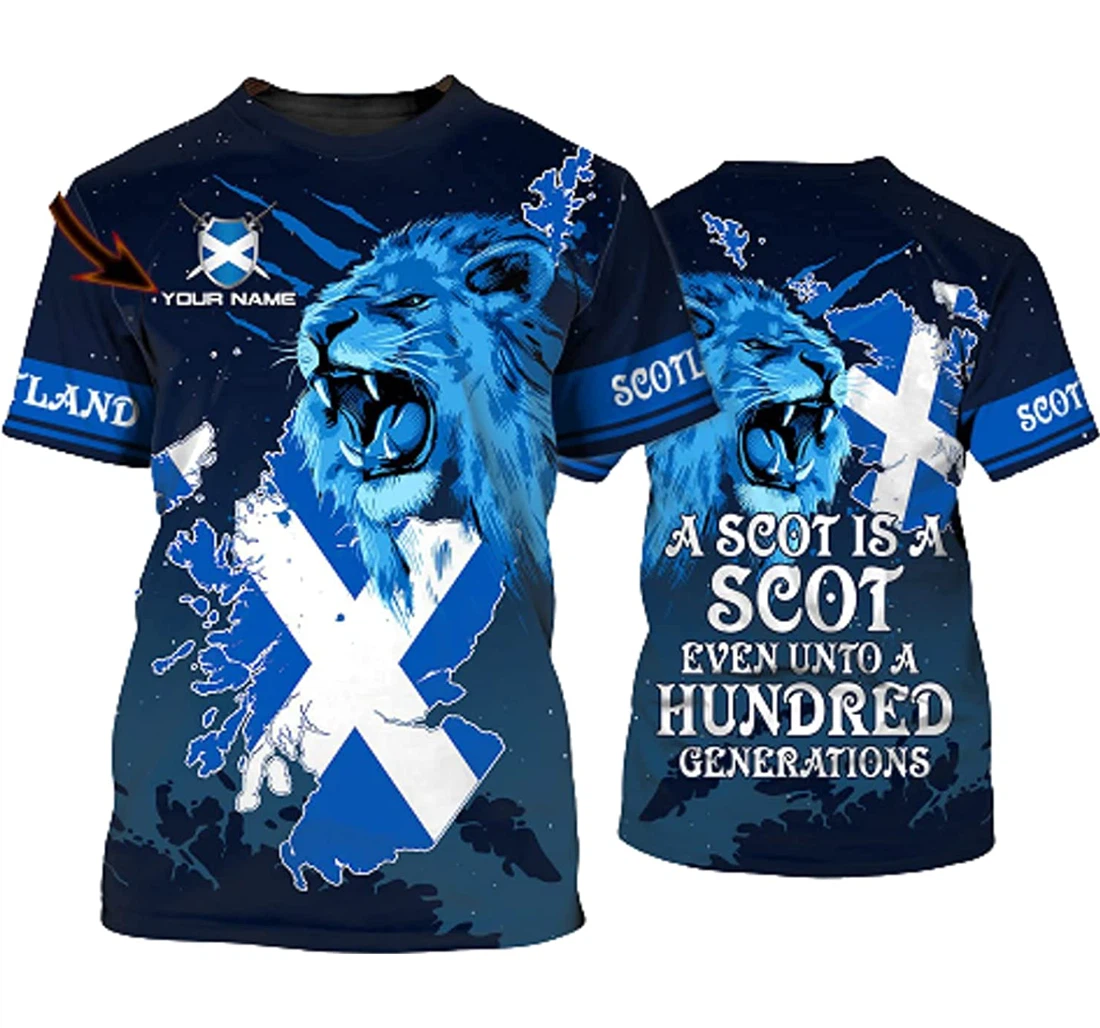 Personalized Name Scotland Lion Cross Scot Hundred Sportwear Up Hd - 3D Printed T-shirt