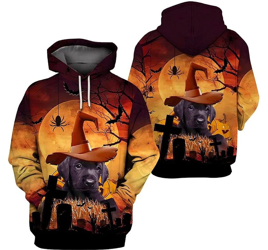 Pumpkin Halloween Labrador Spider Sportwear Up Hd - 3D Printed Pullover Hoodie