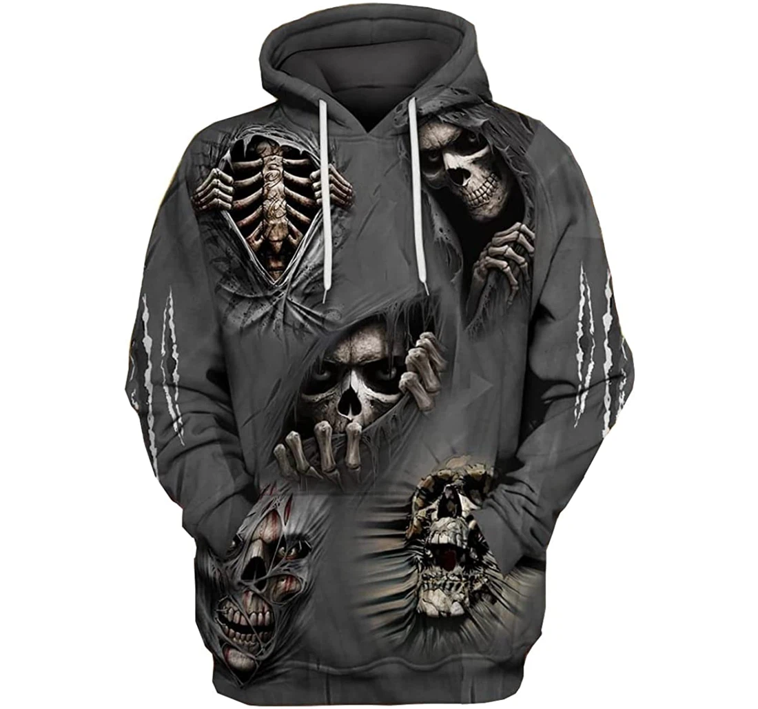 Scary Skulls Crack Happy Halloween 3d Sportwear Up Hd - 3D Printed Pullover Hoodie