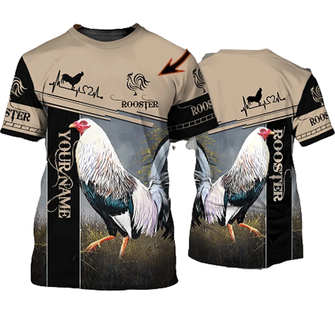 Personalized Name Parm Rooster Grass All 3d Sportwear Up Hd - 3D Printed T-shirt