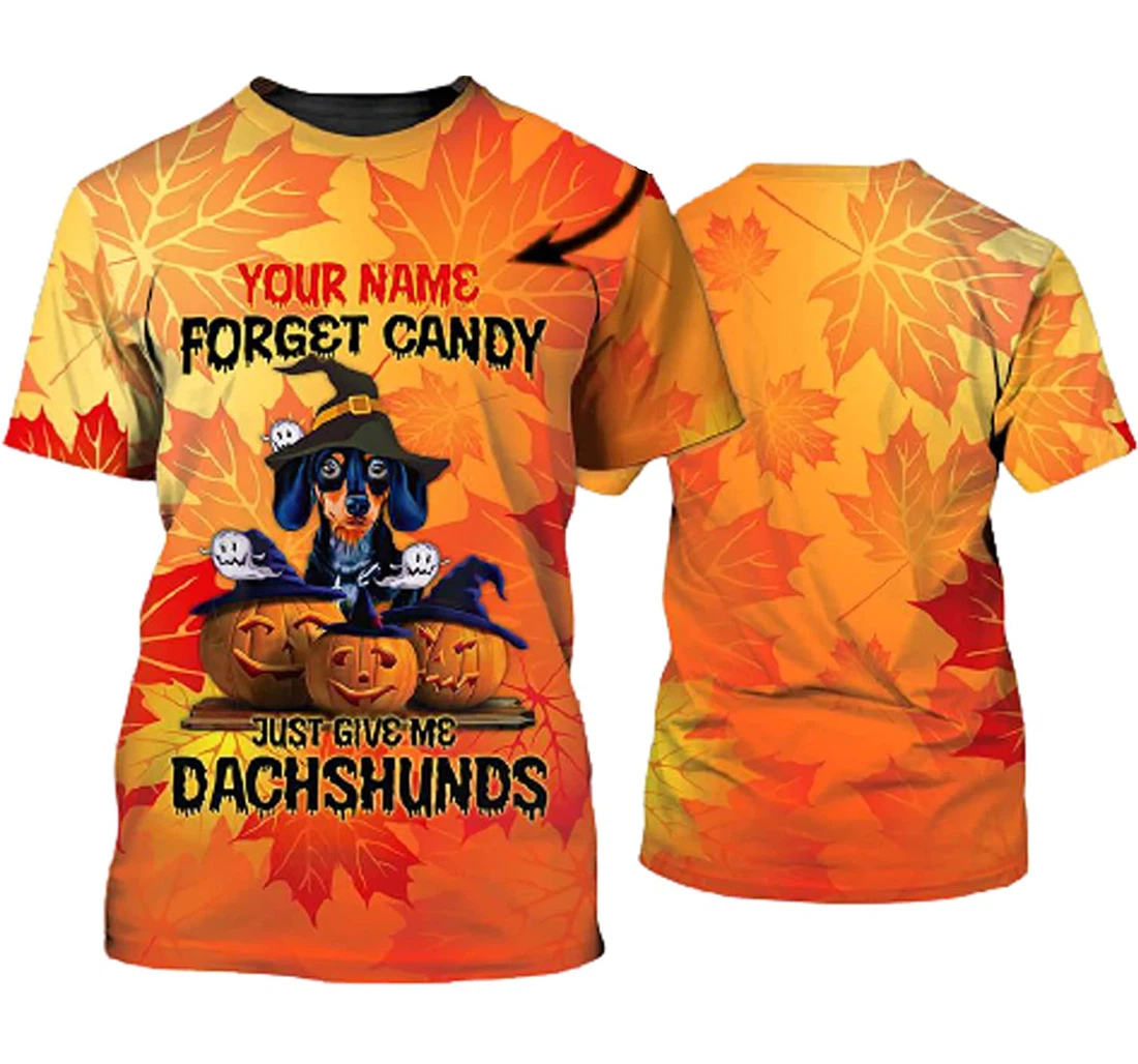 Personalized Name Halloween Dachshunds Pumpkin Sportwear Up Hd - 3D Printed T-shirt