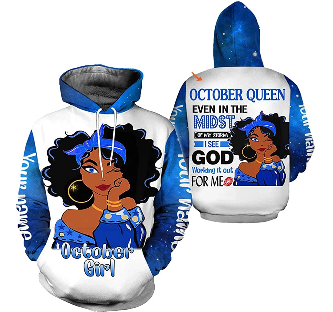 Personalized Even In The Midst Of My Storm I See God Working It Out Me Custom Name Birthday Month Tdp - 3D Printed Pullover Hoodie
