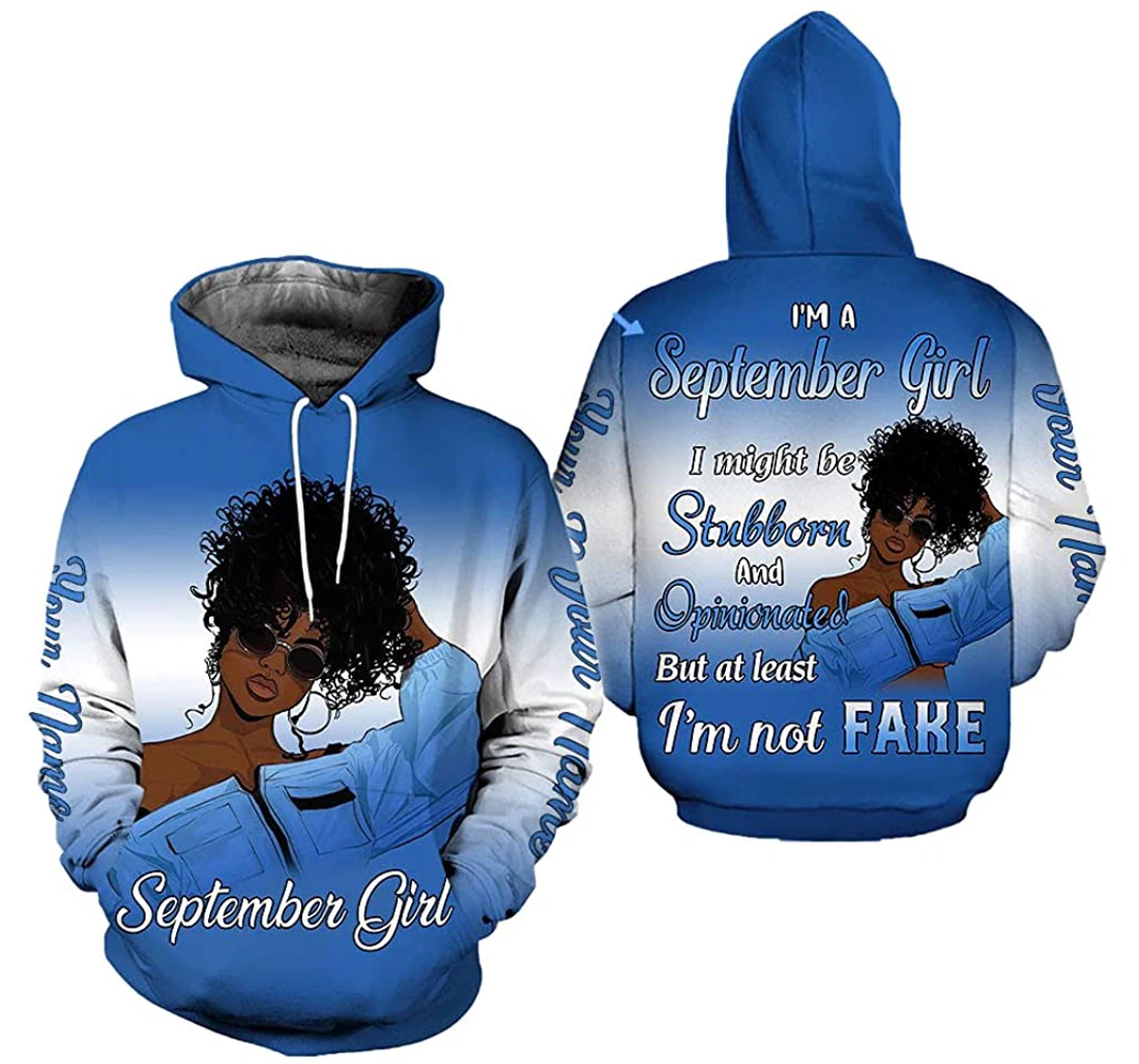 Personalized I Might Be Stubborn Opinionated But At Least I'm Not Fake Personalized Name Birthday Month Tdp - 3D Printed Pullover Hoodie