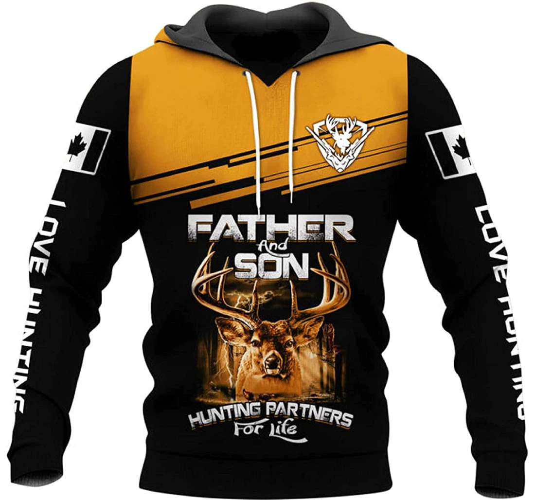 Father Son Hunting Partners Life Yellow Sportwear Up Hd - 3D Printed Pullover Hoodie