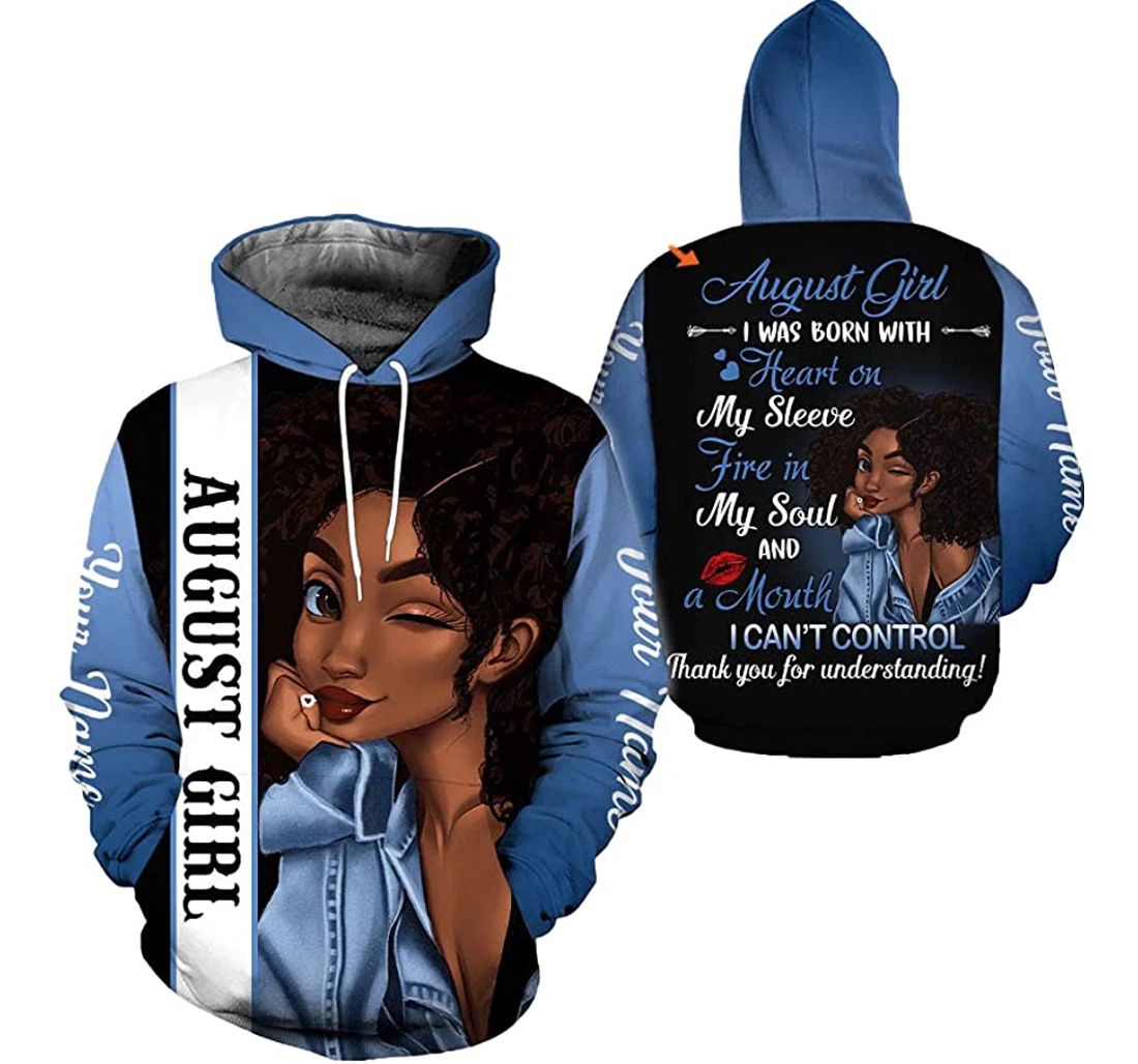 Personalized I Was Born With Heart On My Sleeve Fire In My Soul A Mouth I Can't Control Thank You Customized Name Birthday Month Tdp - 3D Printed Pullover Hoodie