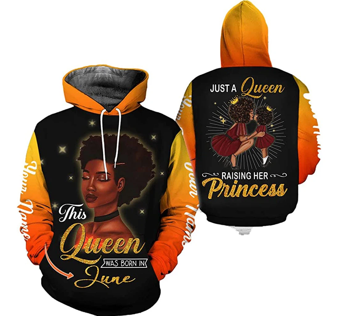 Personalized Just A Queen Rising Her Princess Personalized Name Birthday Month Tdp - 3D Printed Pullover Hoodie