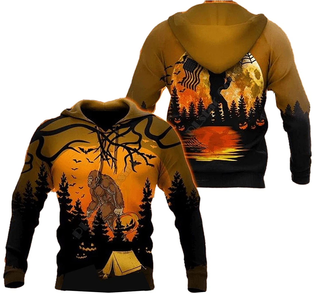 Halloween Camping Bigfoot 3d Sportwear Up Hd - 3D Printed Pullover Hoodie