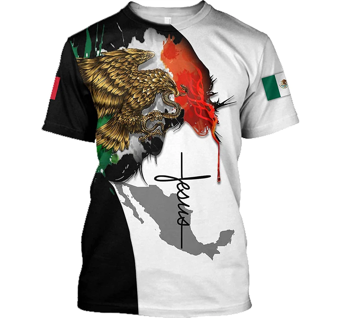 Eagle Mexico Jesus Gift Mexican Sportwear Up Hd - 3D Printed T-shirt