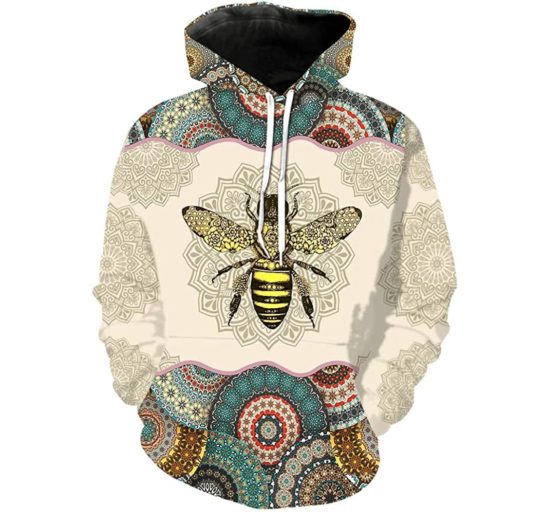 Halloween Xmas Gift Bee Mandala 3d Sportwear Up Hd - 3D Printed Pullover Hoodie