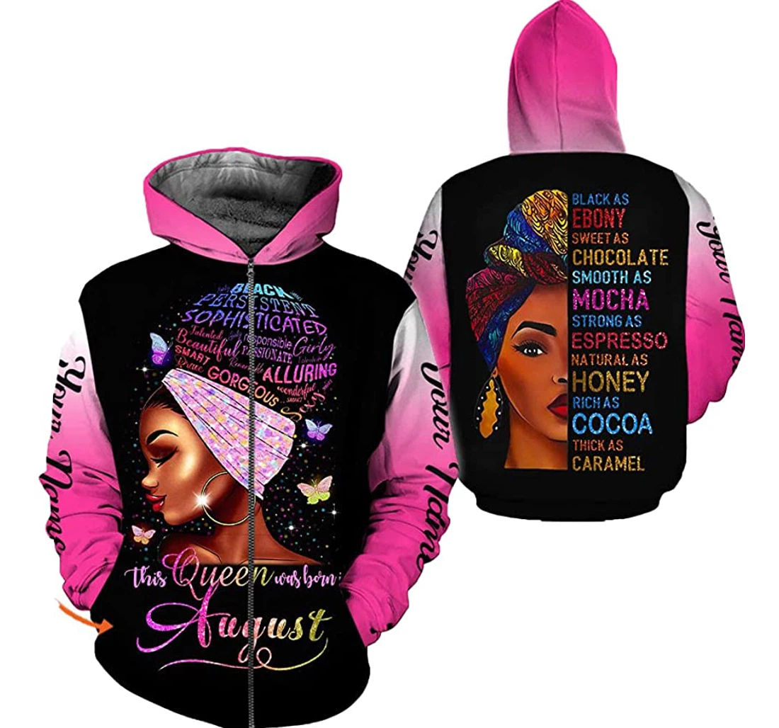 Personalized As Ebony Sweet As Chocolate Smooth As Mocha Strong As Espresso Natural As Honey Rich Personalized Name Birthday Month Tdp - 3D Printed Pullover Hoodie