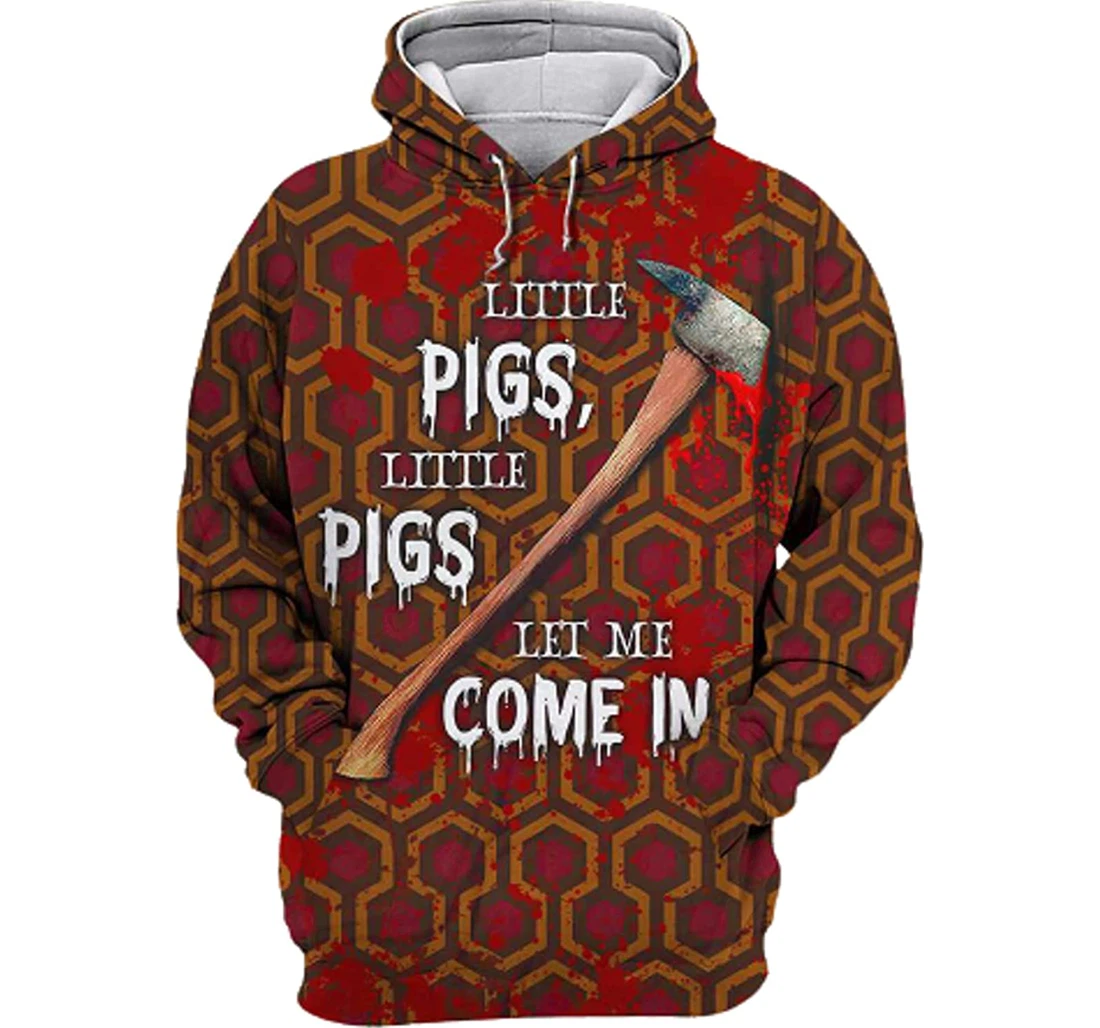 Blood Pigs Axe Halloween Let Me Come In 3d Sportwear Up Hd - 3D Printed Pullover Hoodie