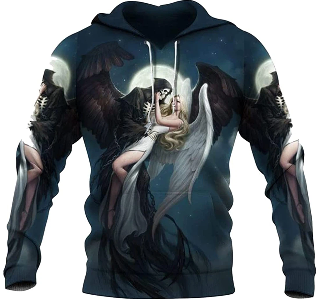 Halloween Angel The Reaper 3d Sportwear Up Hd - 3D Printed Pullover Hoodie