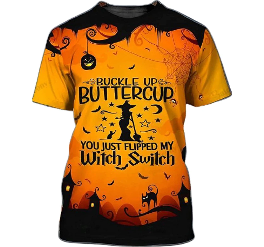 Halloween Wicth Cat Buttercup 3d Sportwear Up Hd - 3D Printed T-shirt