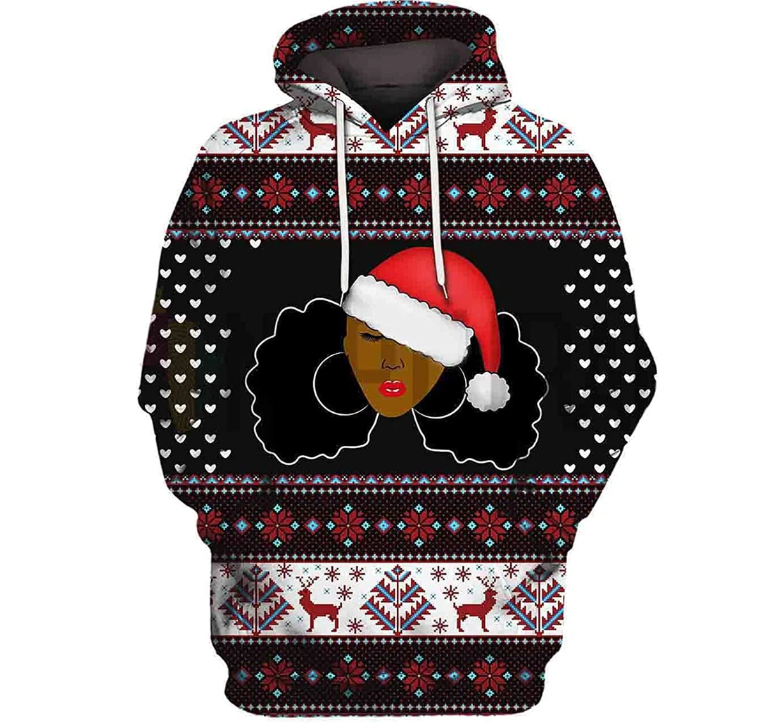 Melanin Christmas Style Sportwear Up - 3D Printed Pullover Hoodie