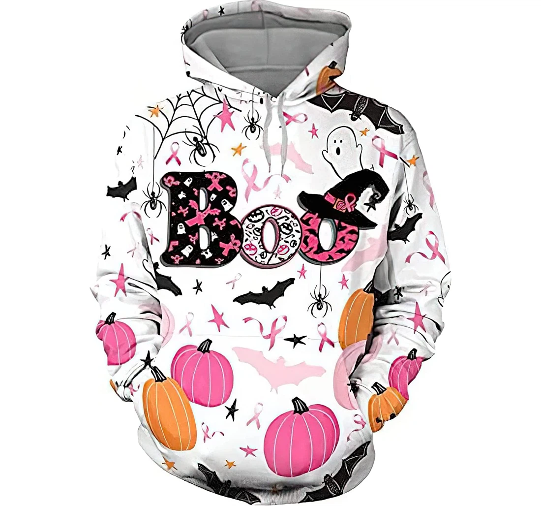 Save The Boo Halloween Funny Breast Cancer 3d Sportwear Up - 3D Printed Pullover Hoodie