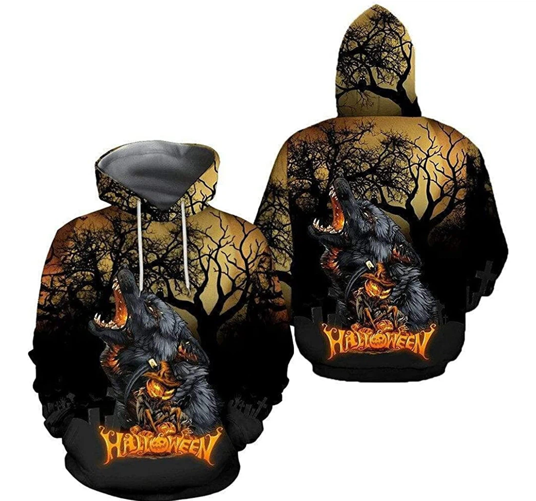 Halloween Howling Wolf 3d Sportwear Up - 3D Printed Pullover Hoodie