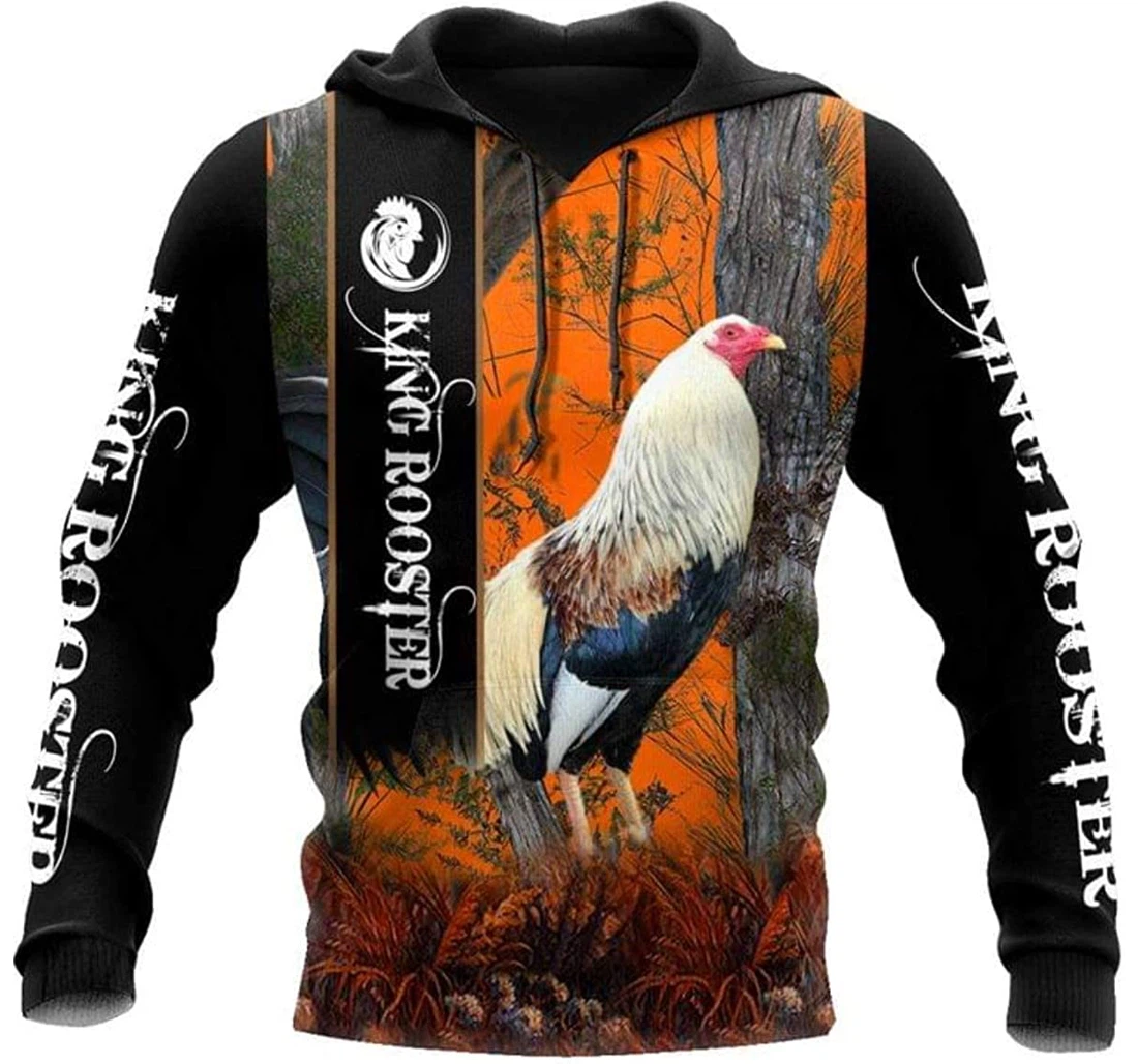 Love King Rooster Halloween Xmas 3d Sportwear Up Hd - 3D Printed Pullover Hoodie