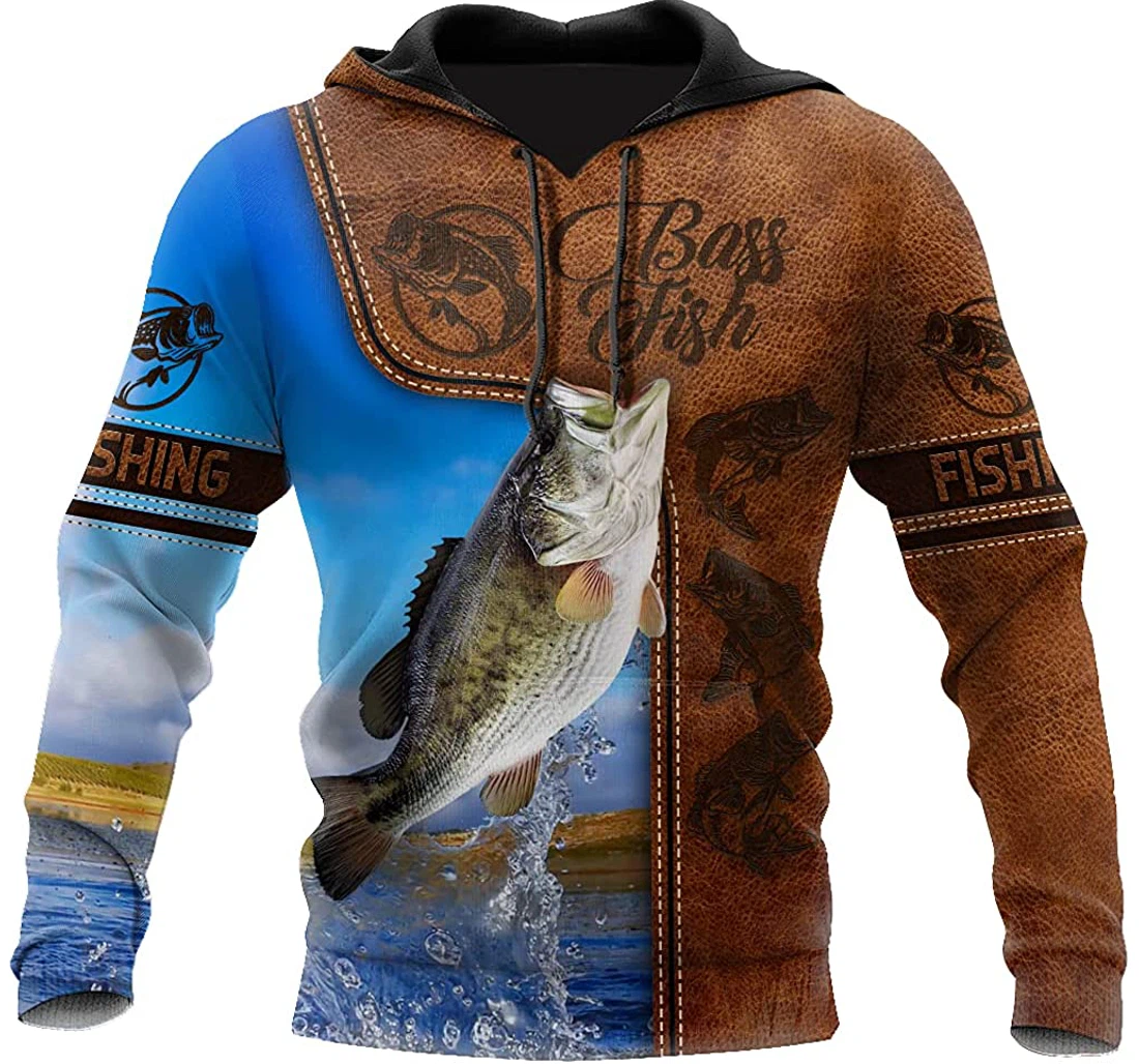 Personalized Bass Fishing Water Camo Cosplay Leather Shirts Sportwear Up - 3D Printed Pullover Hoodie