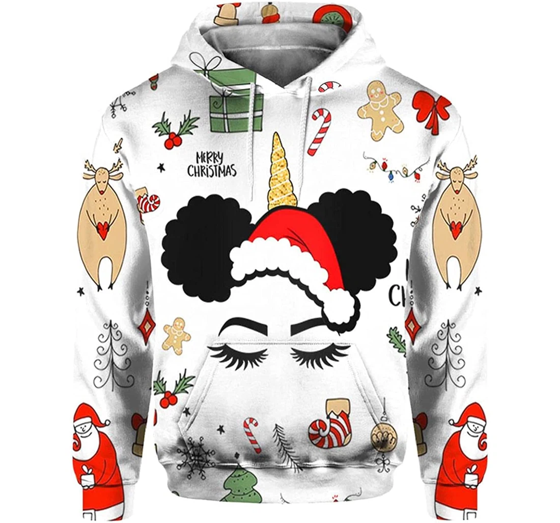 Christmas Unicorn Sportwear Up - 3D Printed Pullover Hoodie