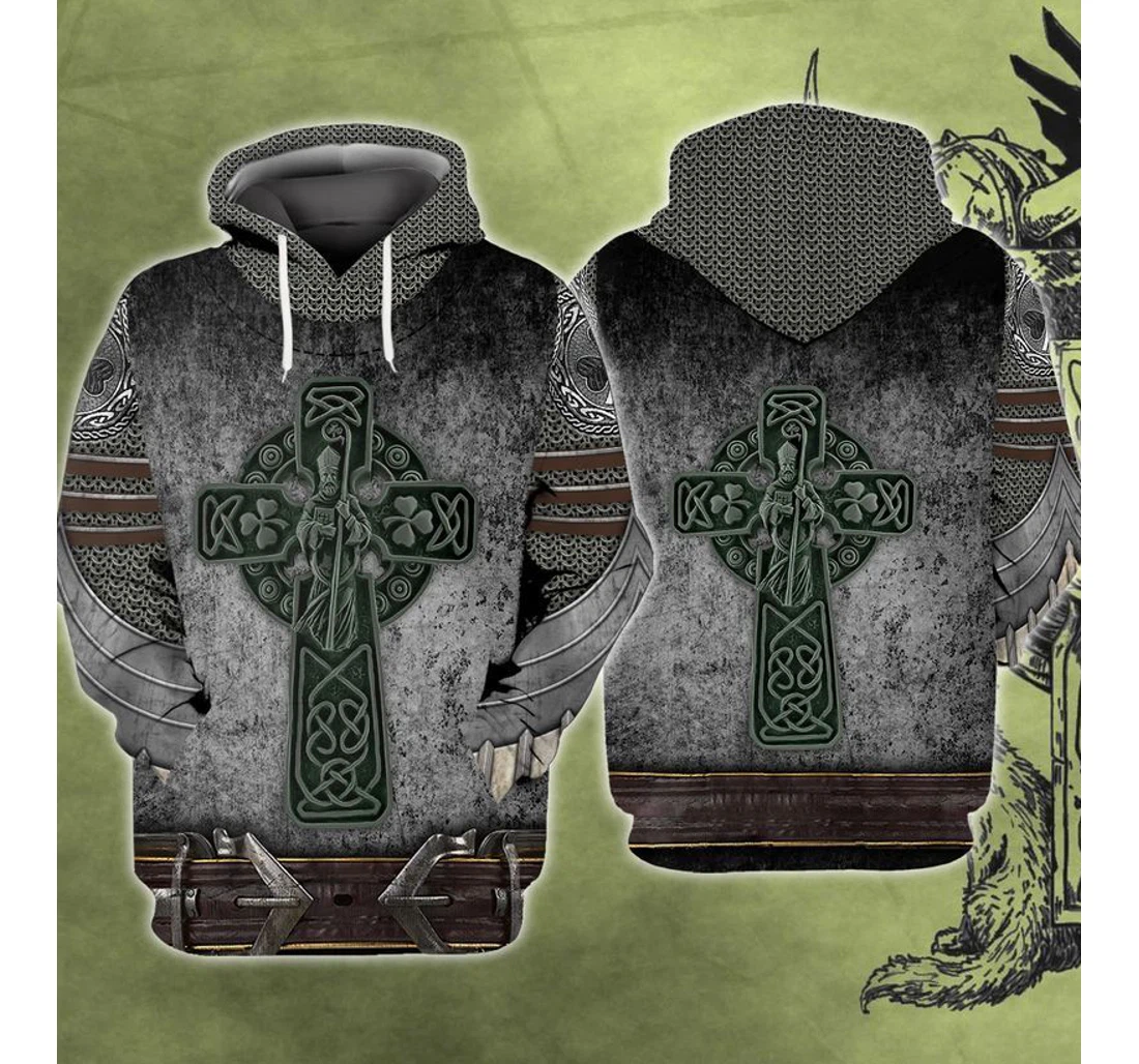 Irish Celtic Cross Grey - 3D Printed Pullover Hoodie