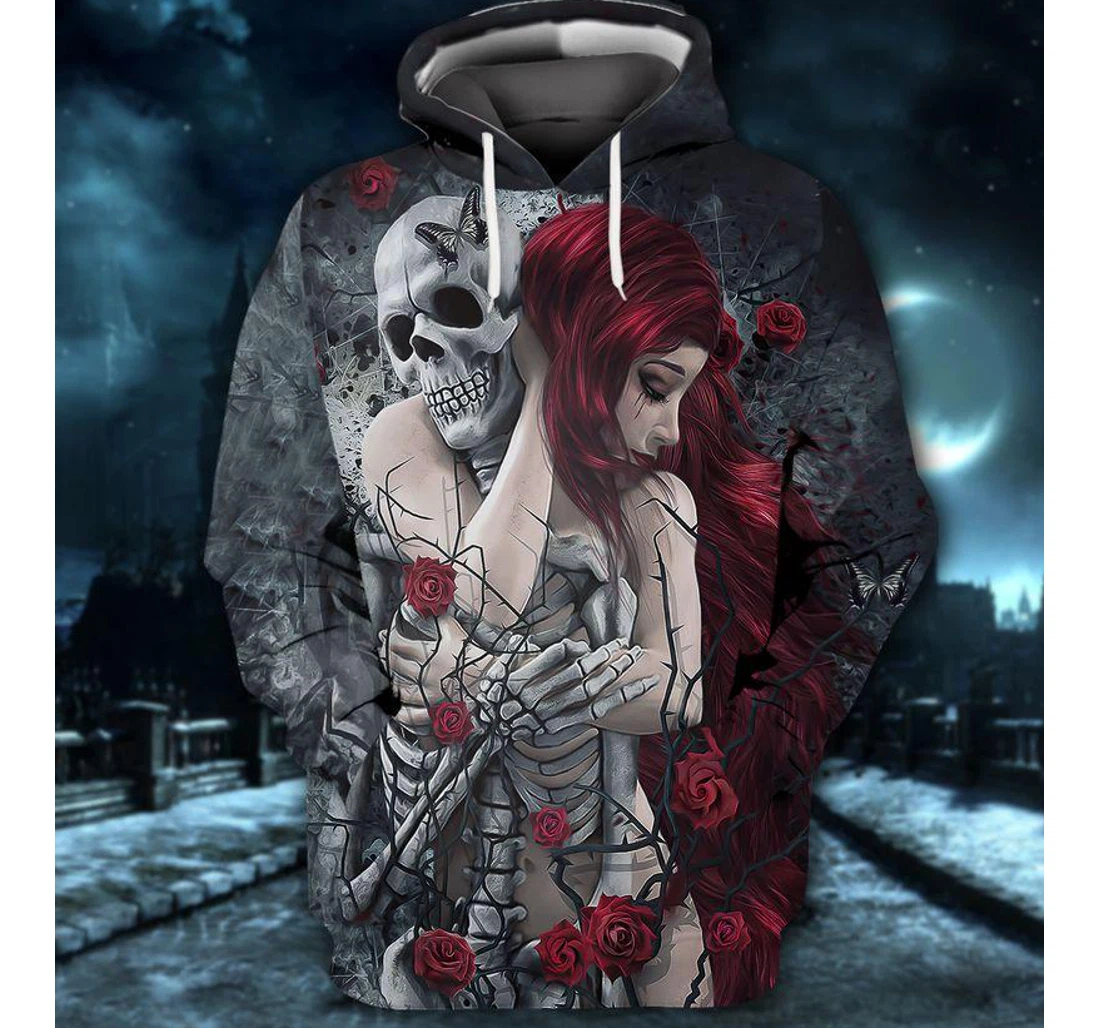 Skull Girl Rose Halloween Shirts Friends - 3D Printed Pullover Hoodie