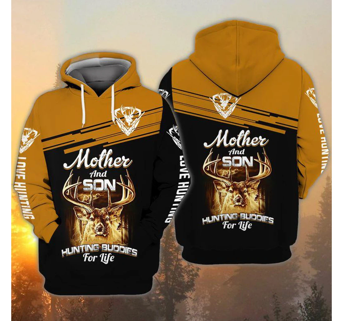 Mother Son Huntting Buddies Life Deer - 3D Printed Pullover Hoodie
