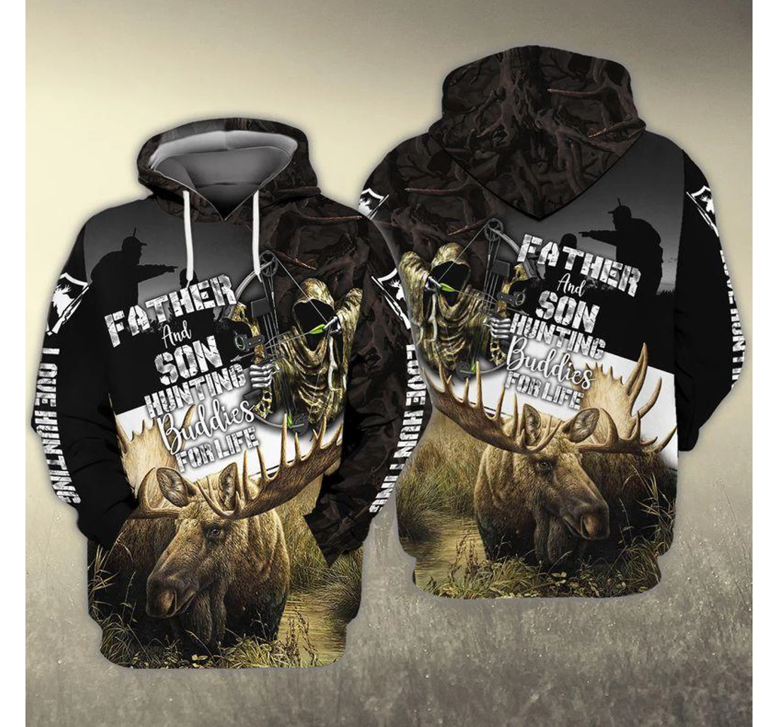 Father Son Hunting Buddies Life Dear - 3D Printed Pullover Hoodie