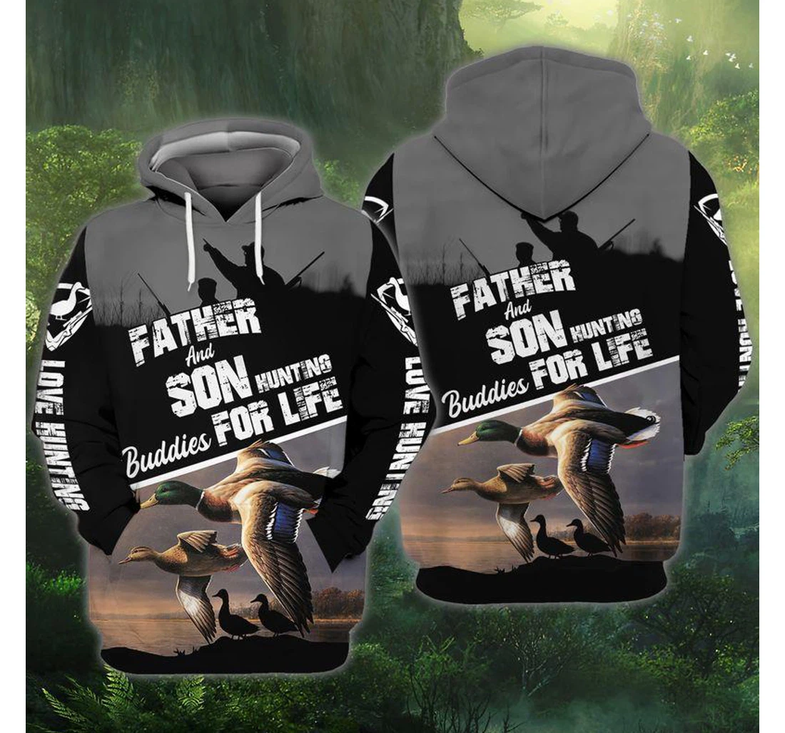 Love Hunting Father Son Spot-billed Duck - 3D Printed Pullover Hoodie