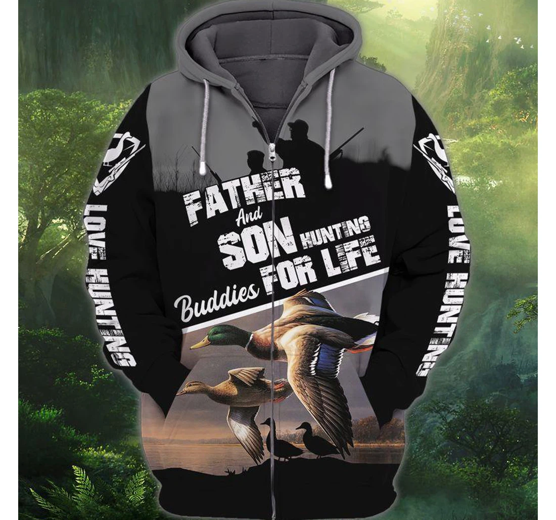 Zip Hoodie - Love Hunting Father Son Spot-billed Duck - 3D Printed