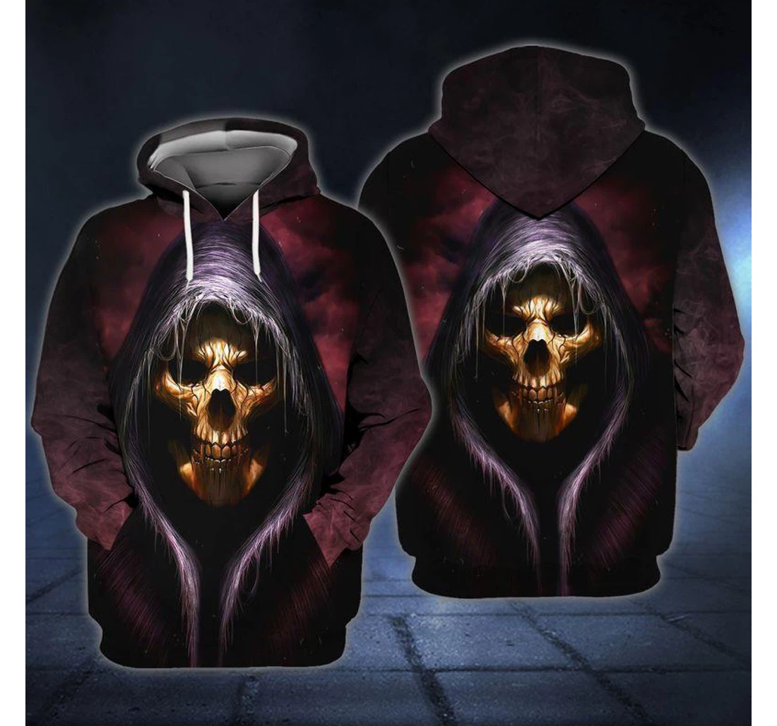 Creepy Skull Halloween - 3D Printed Pullover Hoodie
