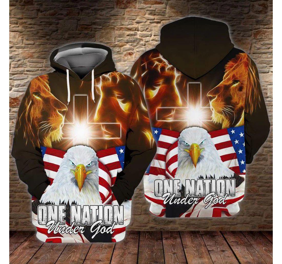 Personalized One Nation Under God Eagle Independence Day - 3D Printed Pullover Hoodie