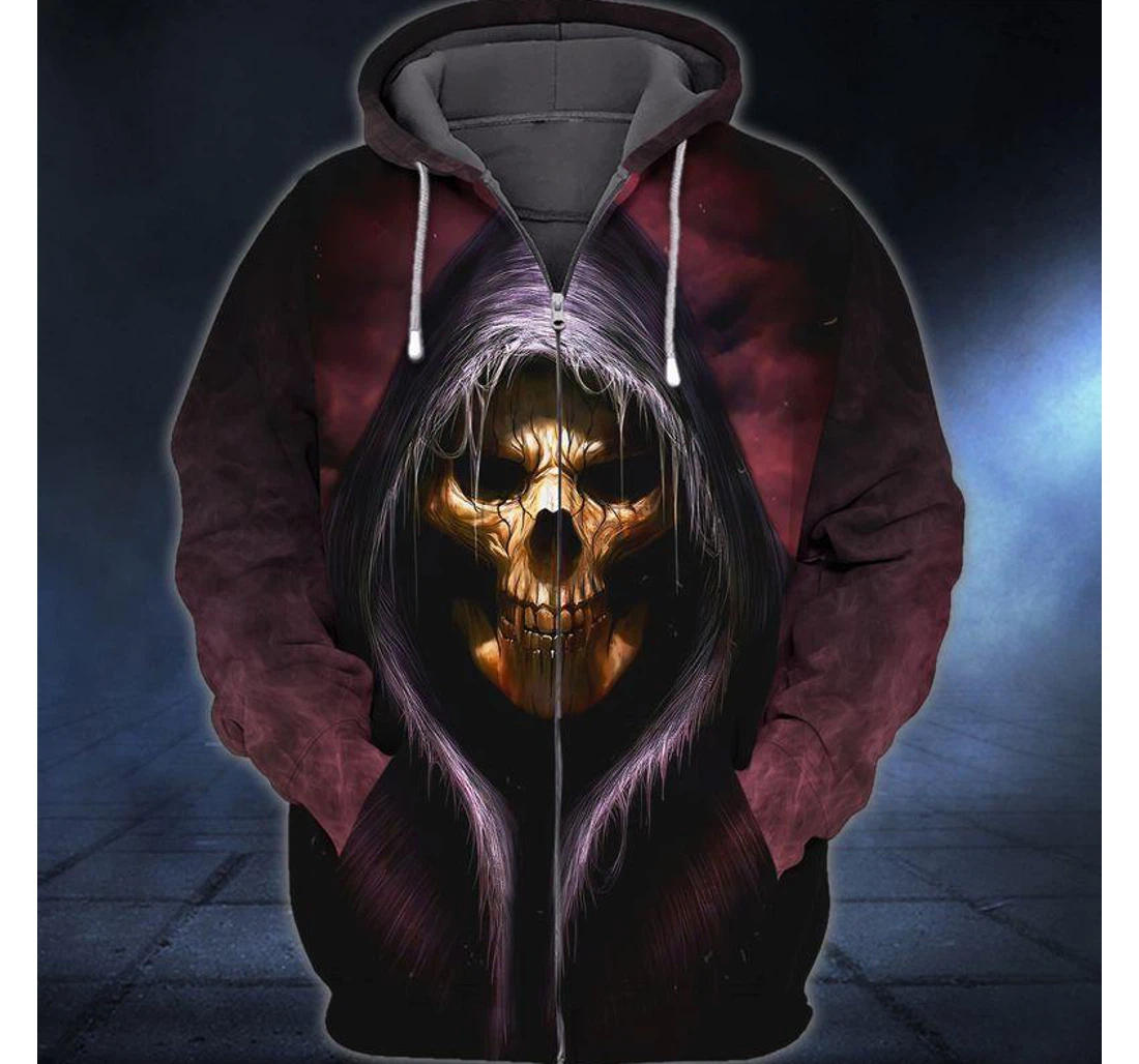Zip Hoodie - Creepy Skull Halloween - 3D Printed