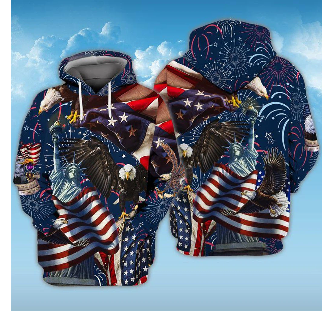 Personalized American Eagle Independence Day - 3D Printed Pullover Hoodie