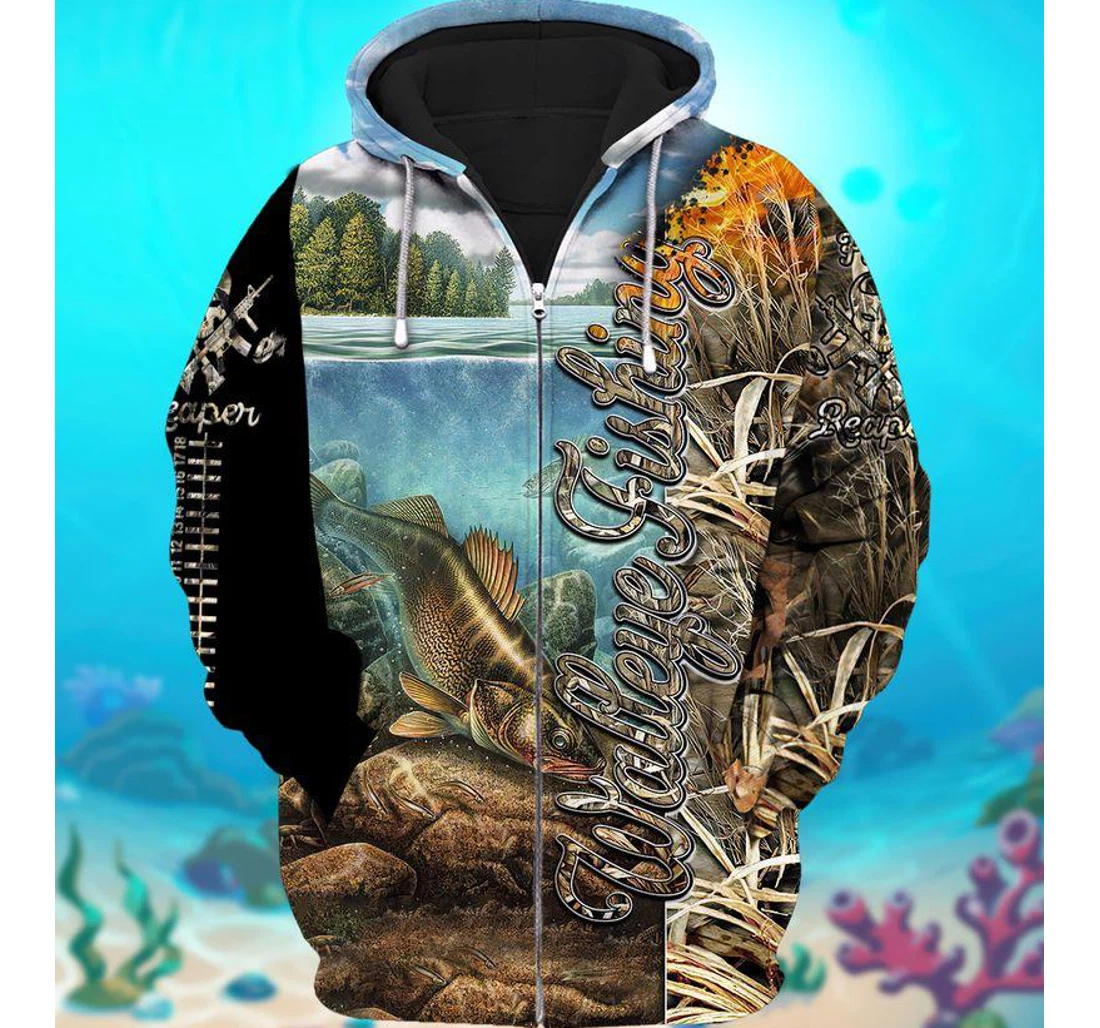 Zip Hoodie - Walleye Fishing Shirts Family Gift - 3D Printed