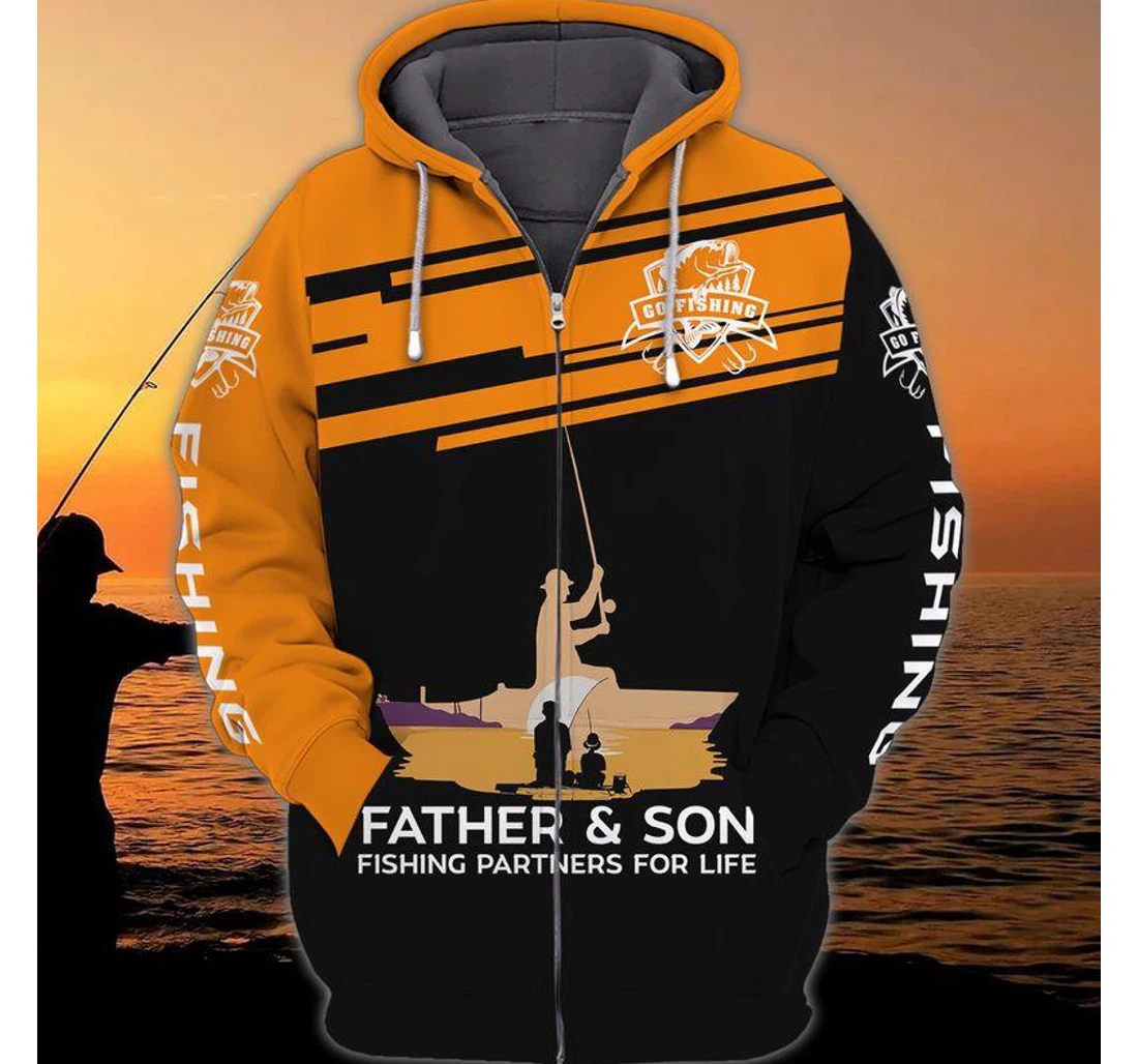 Zip Hoodie - Father Son Fishing Partners Life - 3D Printed