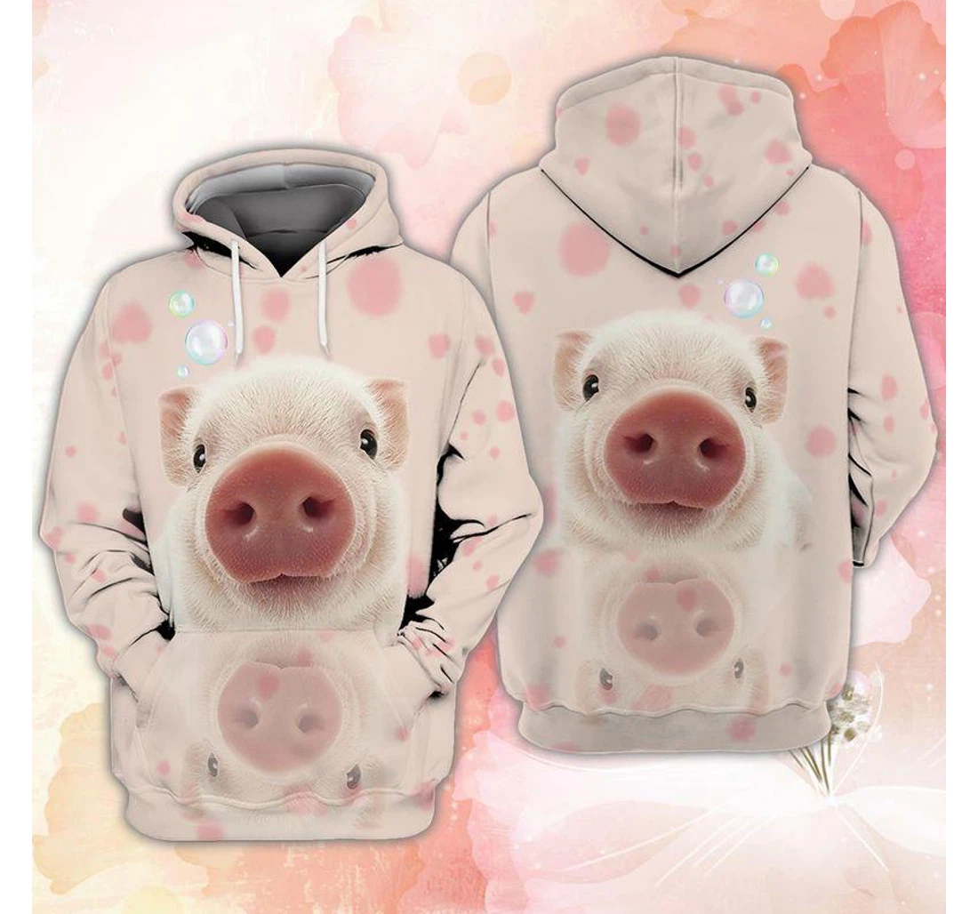 Personalized Pink Cutie Pig Bubble Family Gift - 3D Printed Pullover Hoodie