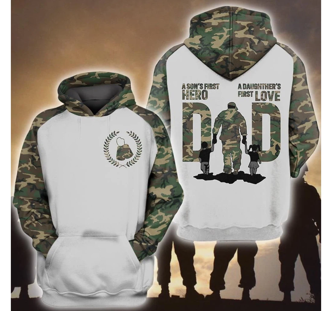 Personalized Father Veteran Dad A Son First Hero Best Father's Day Gift - 3D Printed Pullover Hoodie