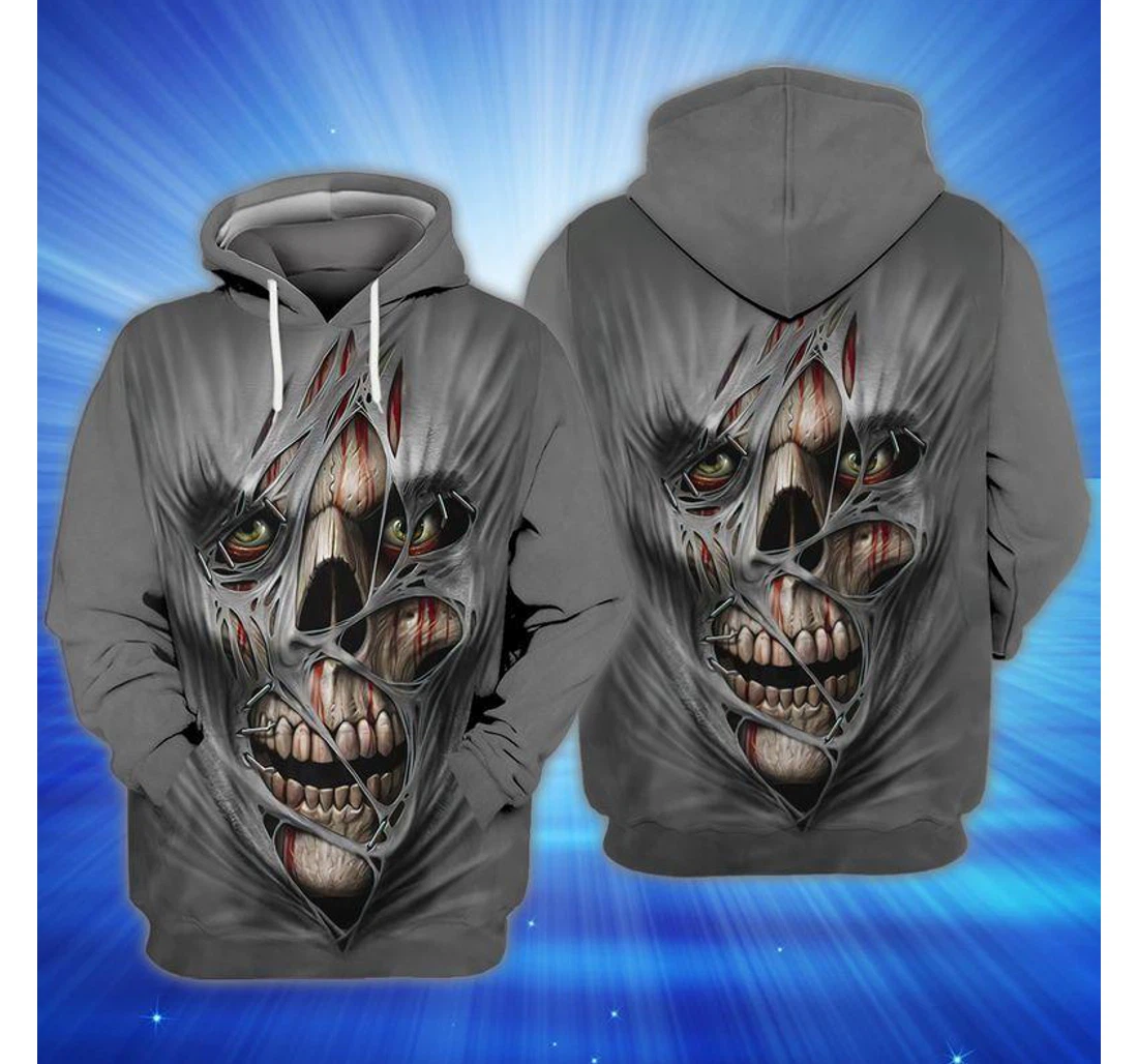 Creepy Skull Halloween Cool - 3D Printed Pullover Hoodie