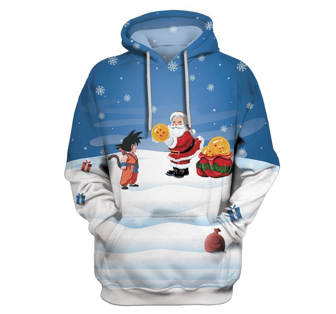 Dragon Ball Songoku On Christmas Custom Apparel - 3D Printed Pullover Hoodie