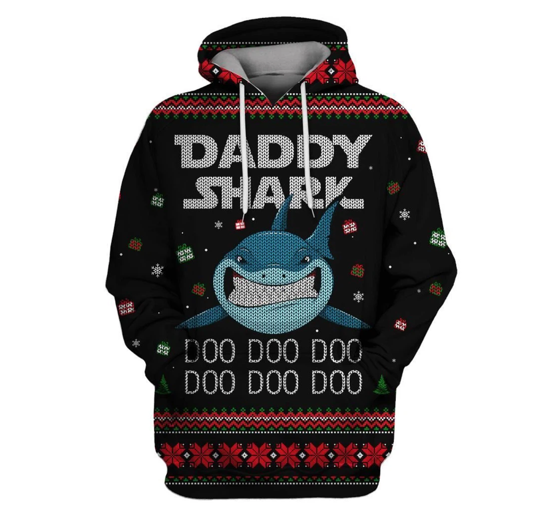 Dad Shark Daddy Shark Doo Doo Doo Doo Adult Apparel Gift Father - 3D Printed Pullover Hoodie