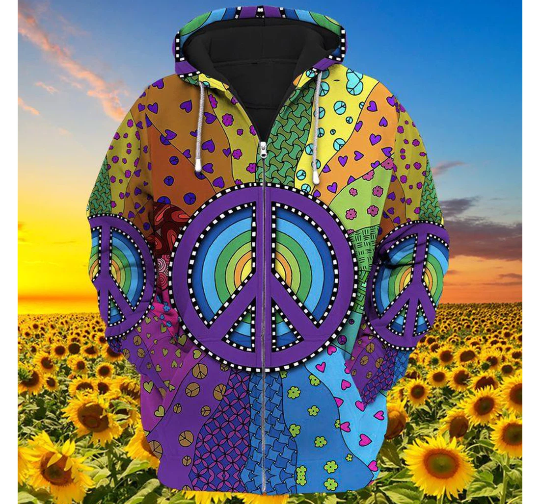Zip Hoodie - Hippie Joyful Custom Design Shirts Family Gift - 3D Printed